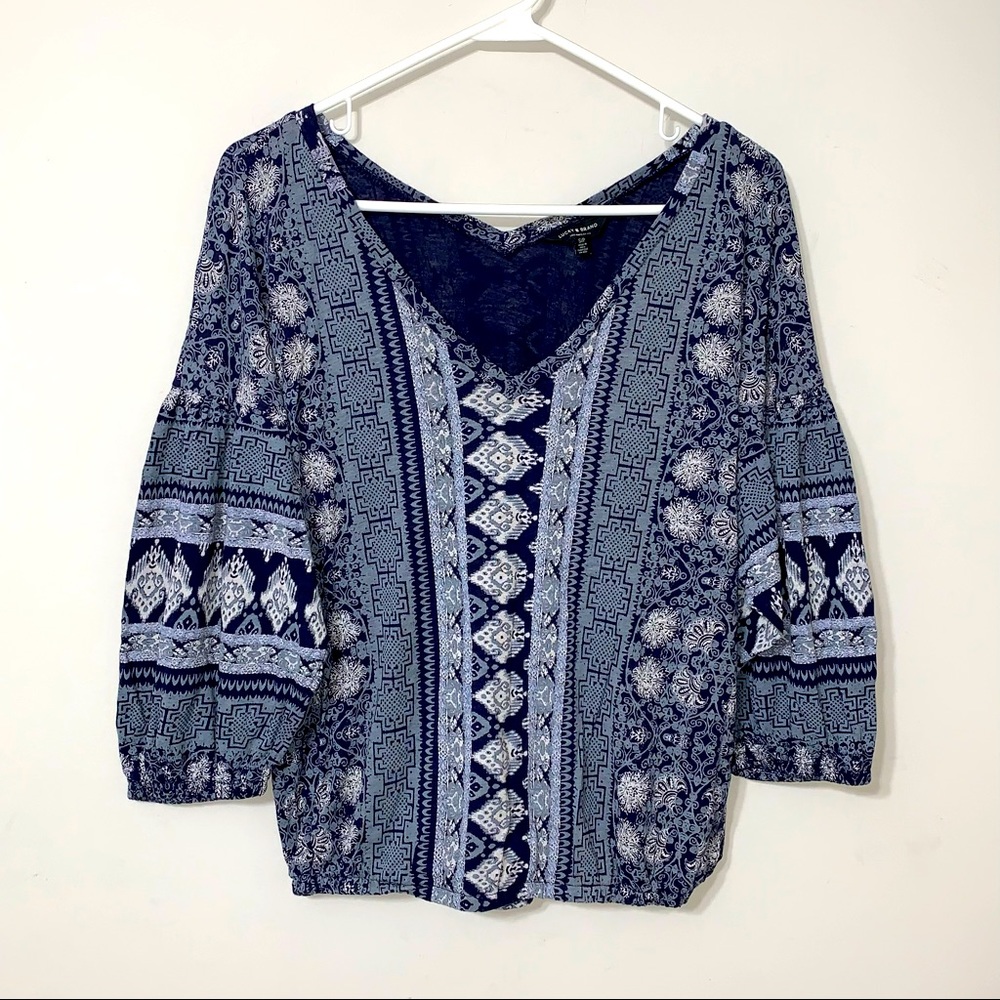 Lucky Brand V-neck Top with Balloon Sleeves